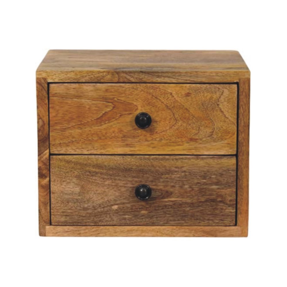 Brown Solid Wood Two Drawer Floating Nightstand - 12-inch