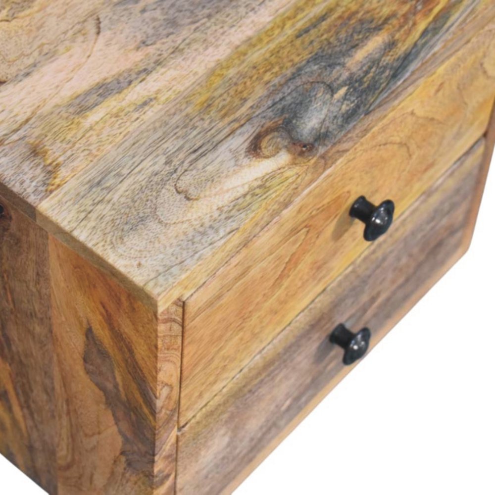 Brown Solid Wood Two Drawer Floating Nightstand - 12-inch