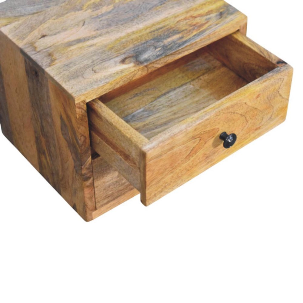 Brown Solid Wood Two Drawer Floating Nightstand - 12-inch