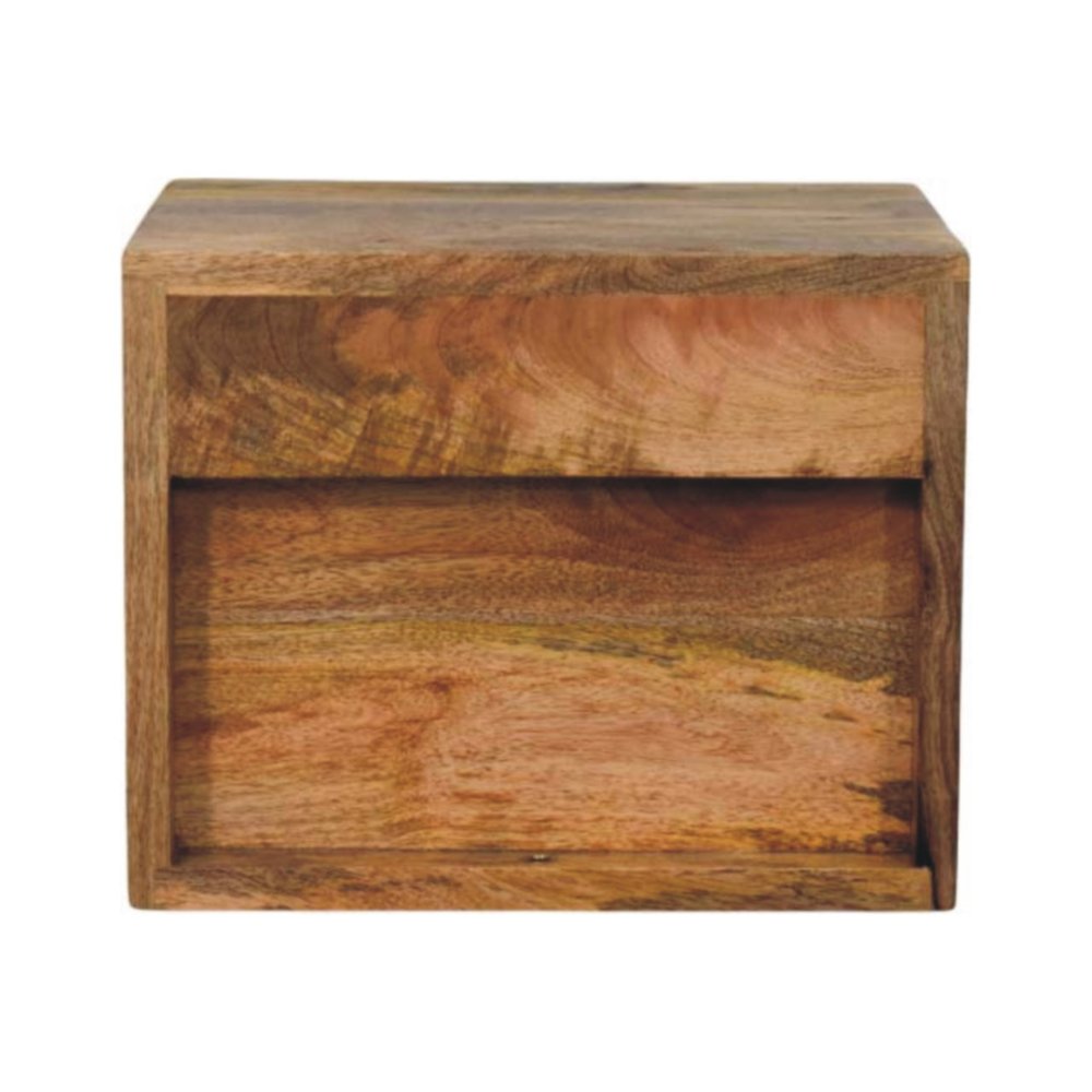 Brown Solid Wood Two Drawer Floating Nightstand - 12-inch