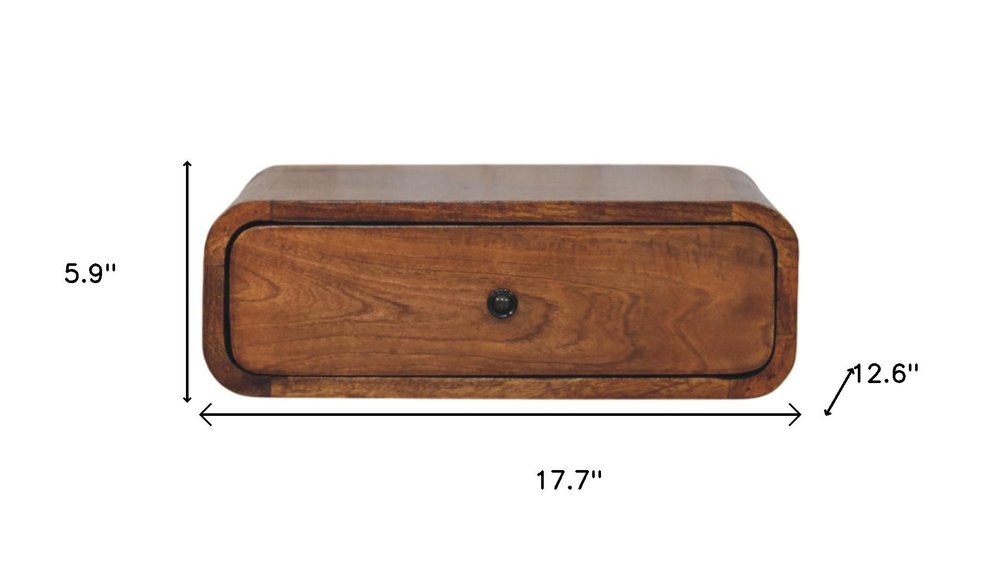 Chestnut Solid Wood Distressed One Drawer Floating Nightstand - 18-inch