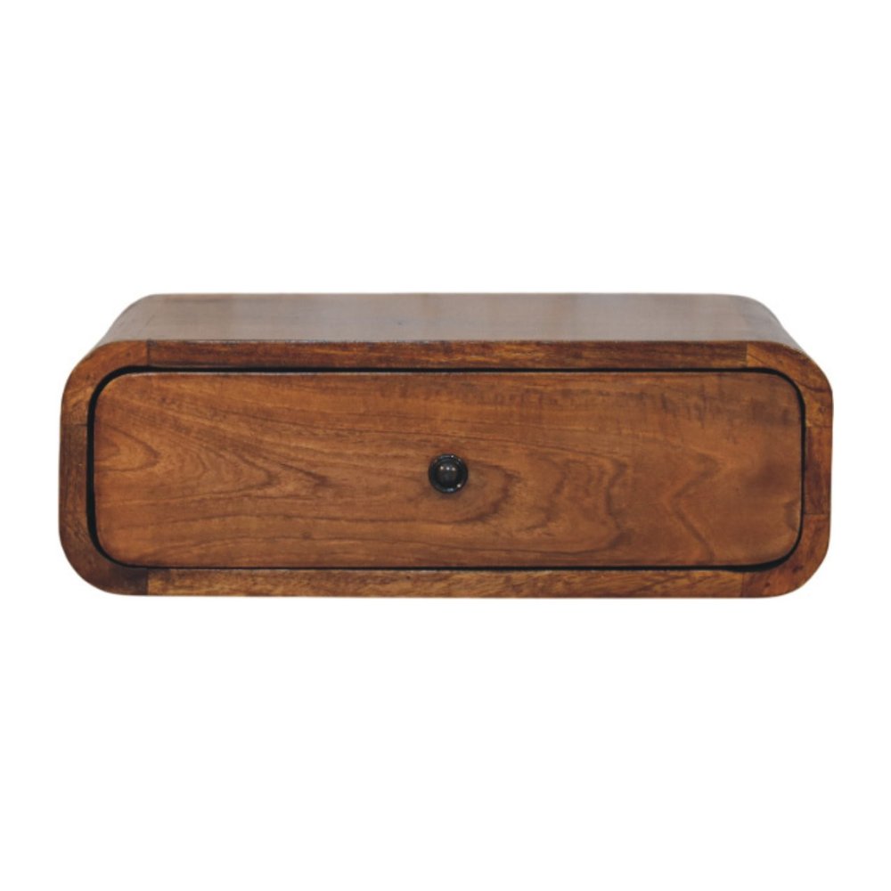Chestnut Solid Wood Distressed One Drawer Floating Nightstand - 18-inch