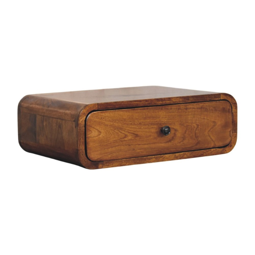 Chestnut Solid Wood Distressed One Drawer Floating Nightstand - 18-inch