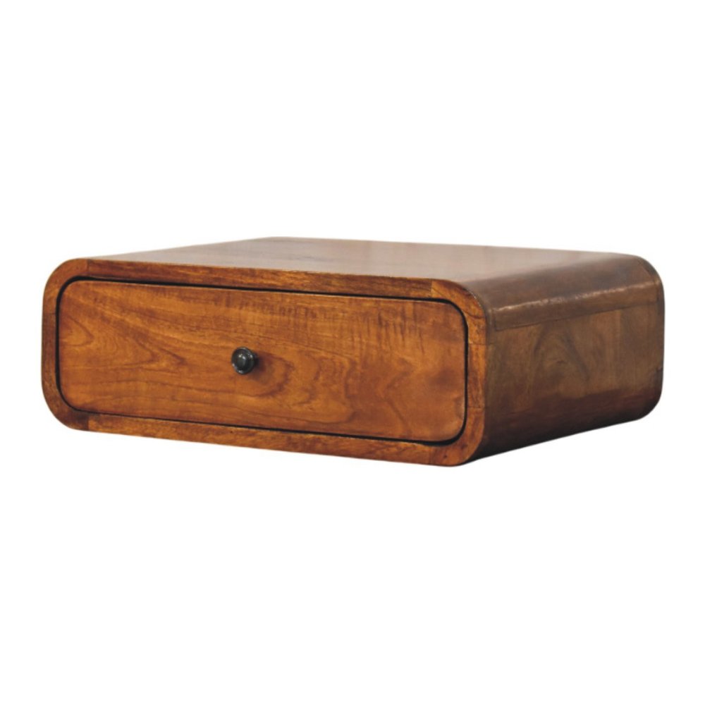 Chestnut Solid Wood Distressed One Drawer Floating Nightstand - 18-inch