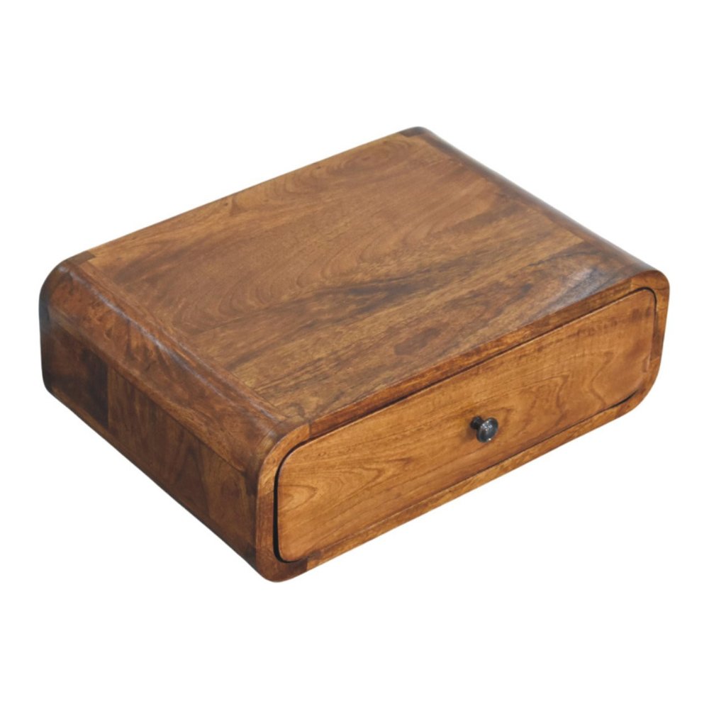 Chestnut Solid Wood Distressed One Drawer Floating Nightstand - 18-inch