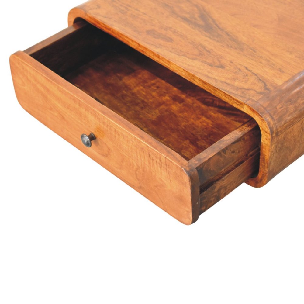 Chestnut Solid Wood Distressed One Drawer Floating Nightstand - 18-inch