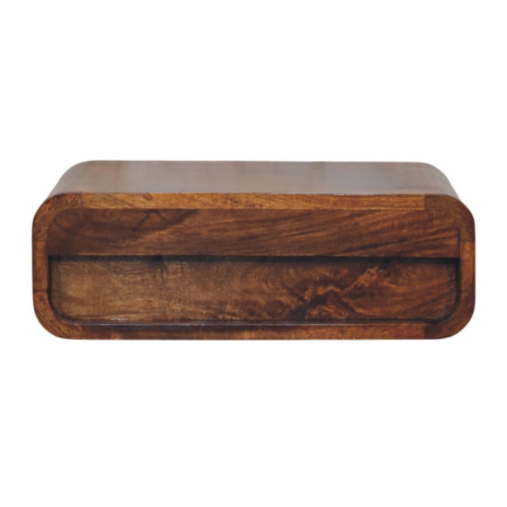 Chestnut Solid Wood Distressed One Drawer Floating Nightstand - 18-inch