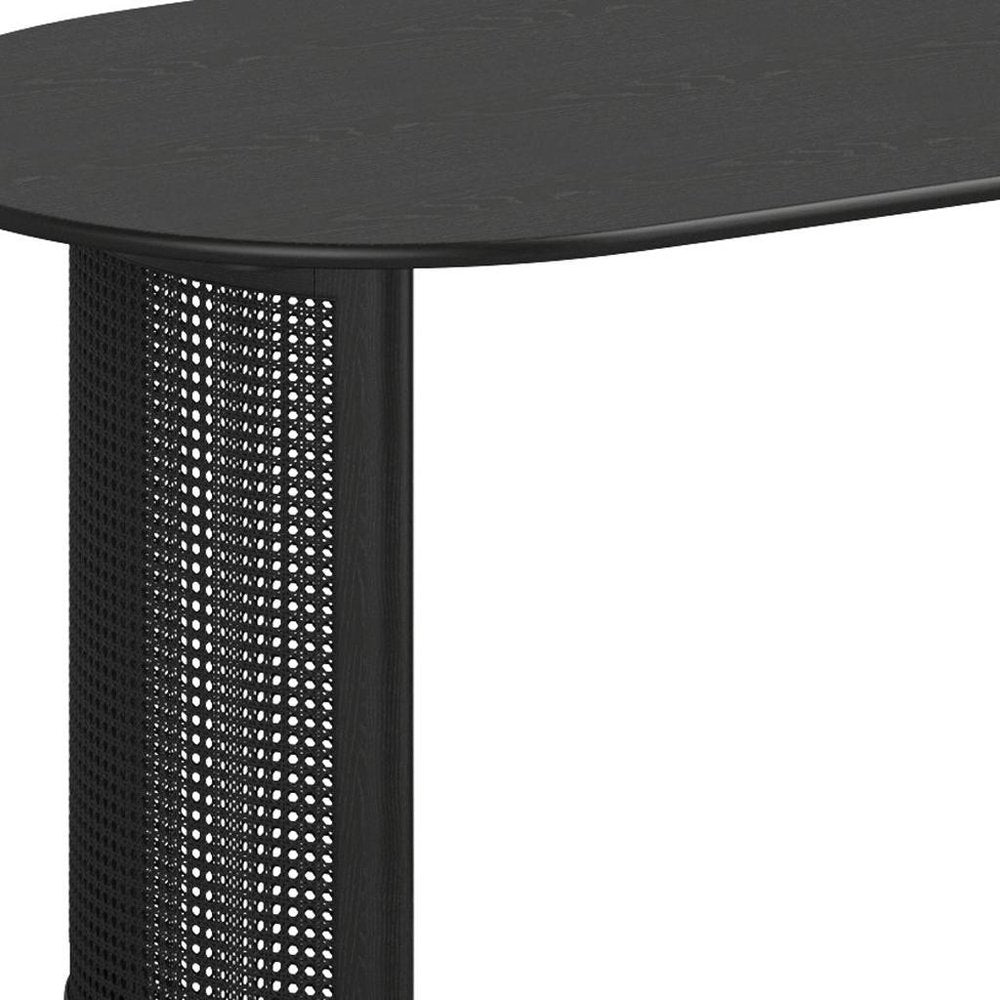 Black Solid Wood Double Pedestal Base Oval Dining Table - 66-inch