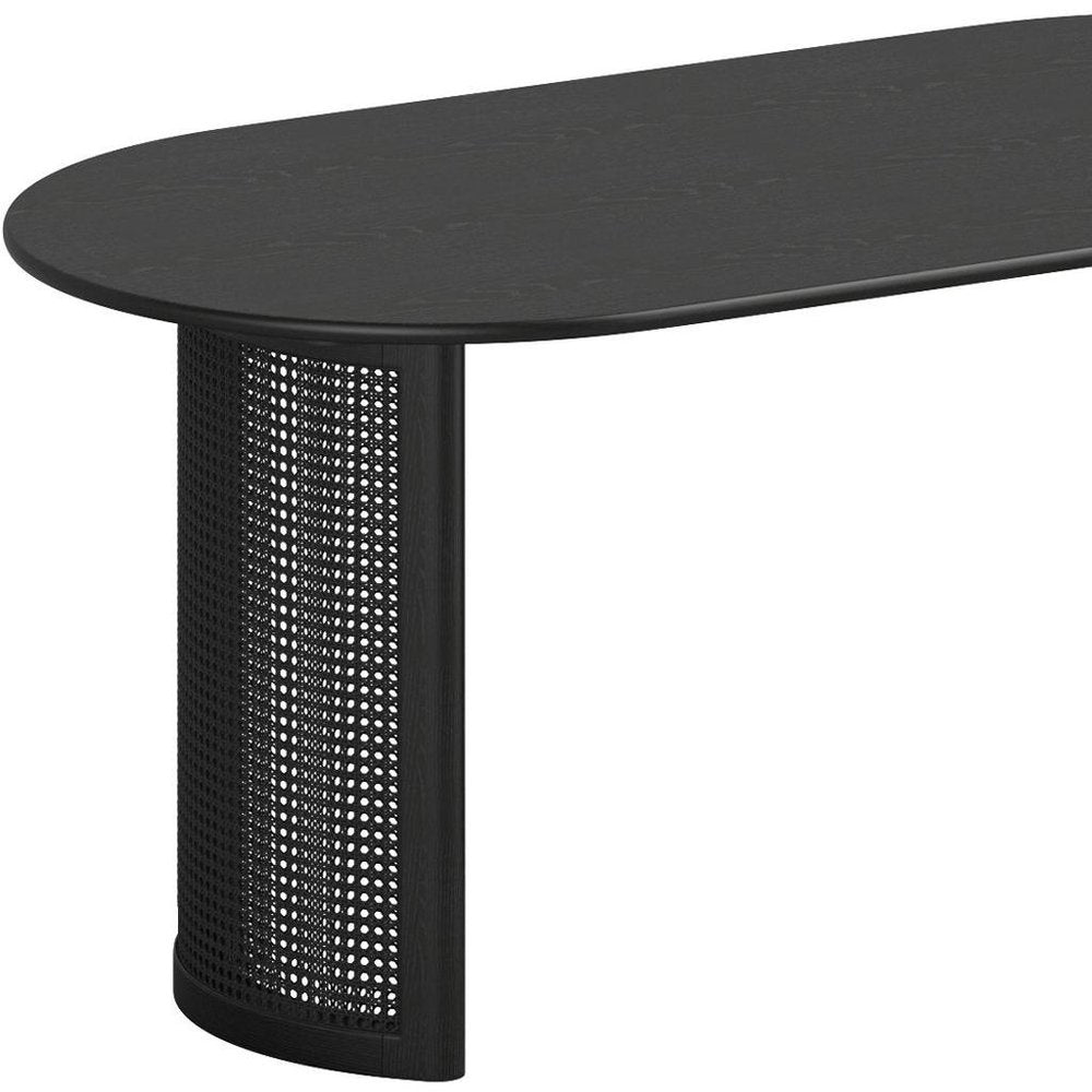Black Solid Wood Double Pedestal Base Oval Dining Table - 66-inch