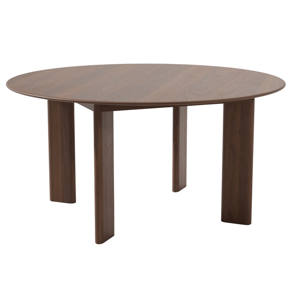 Brown Solid Wood Round Top Dining Table - 59-inch