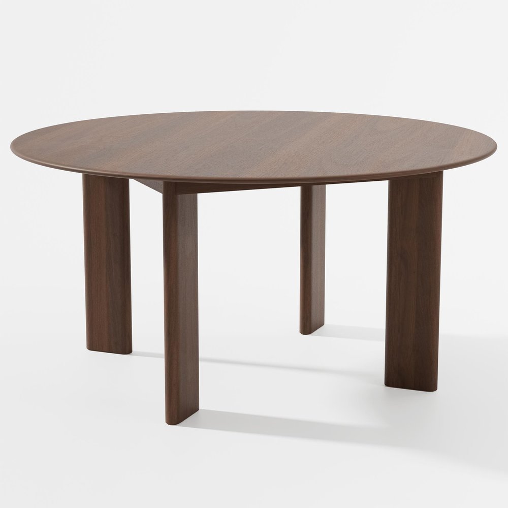 Brown Solid Wood Round Top Dining Table - 59-inch