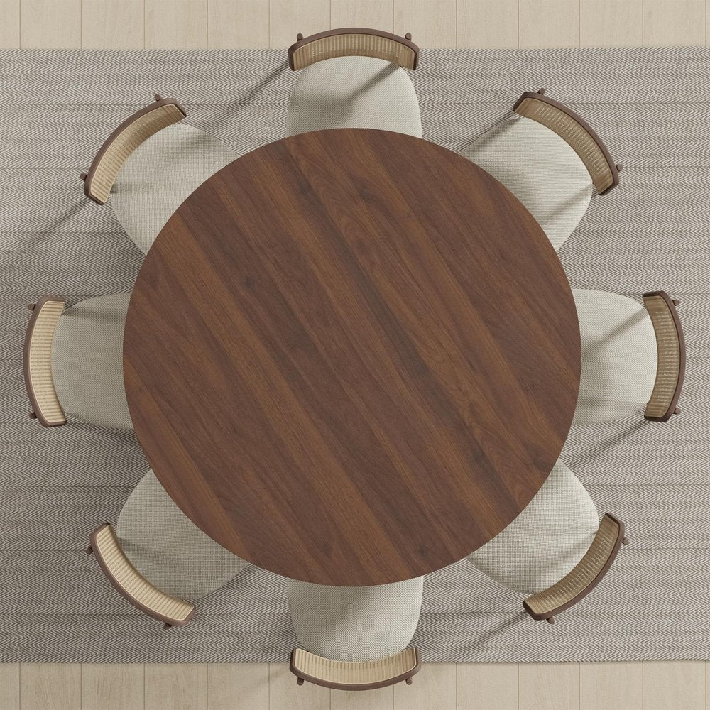 Brown Solid Wood Round Top Dining Table - 59-inch
