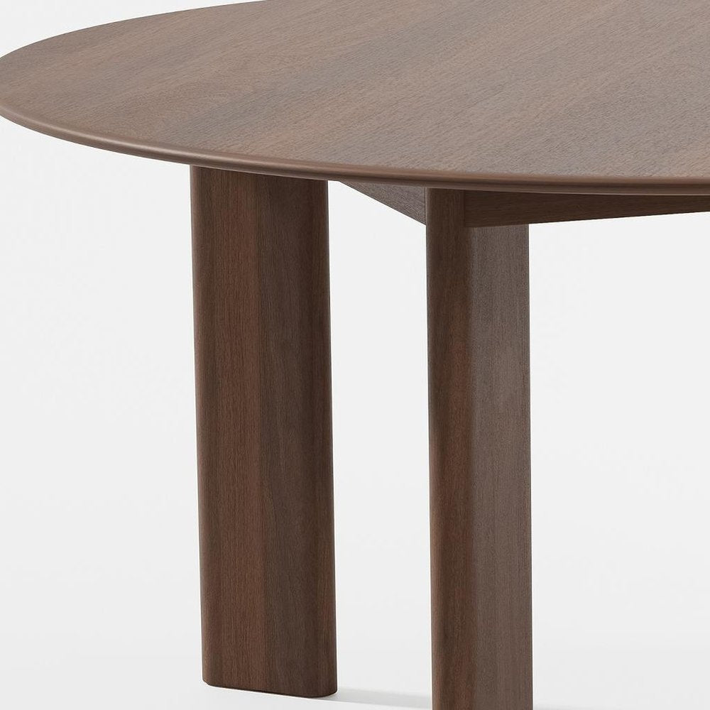 Brown Solid Wood Round Top Dining Table - 59-inch