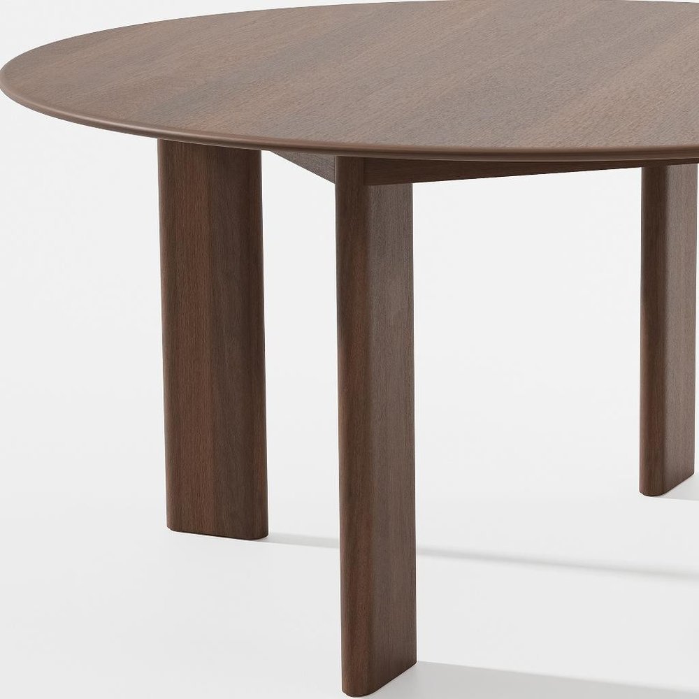 Brown Solid Wood Round Top Dining Table - 59-inch