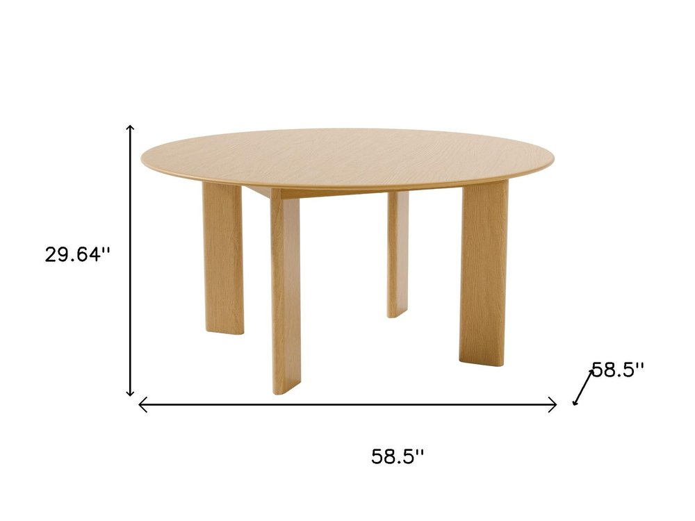 Natural Solid Wood Round Top Dining Table - 59-inch