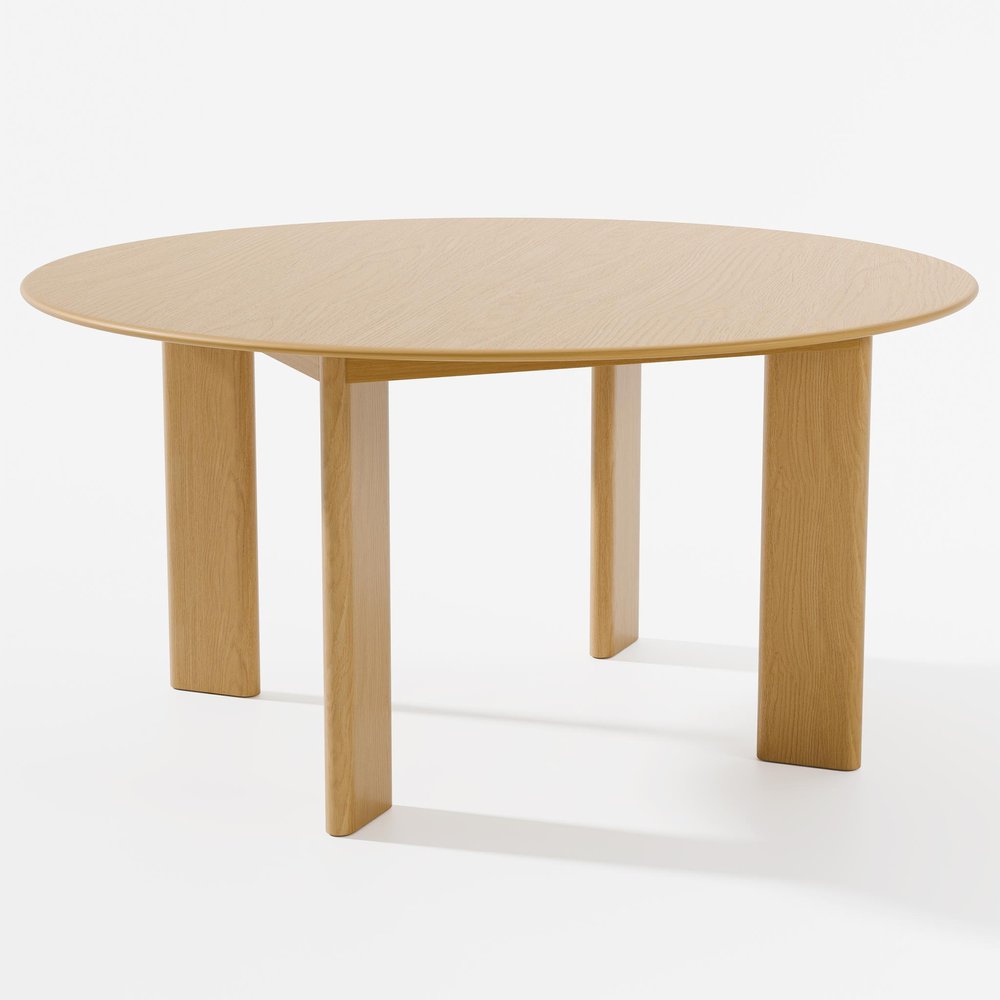 Natural Solid Wood Round Top Dining Table - 59-inch