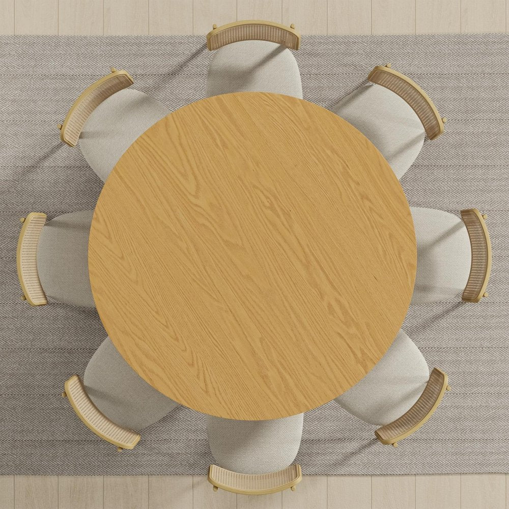 Natural Solid Wood Round Top Dining Table - 59-inch