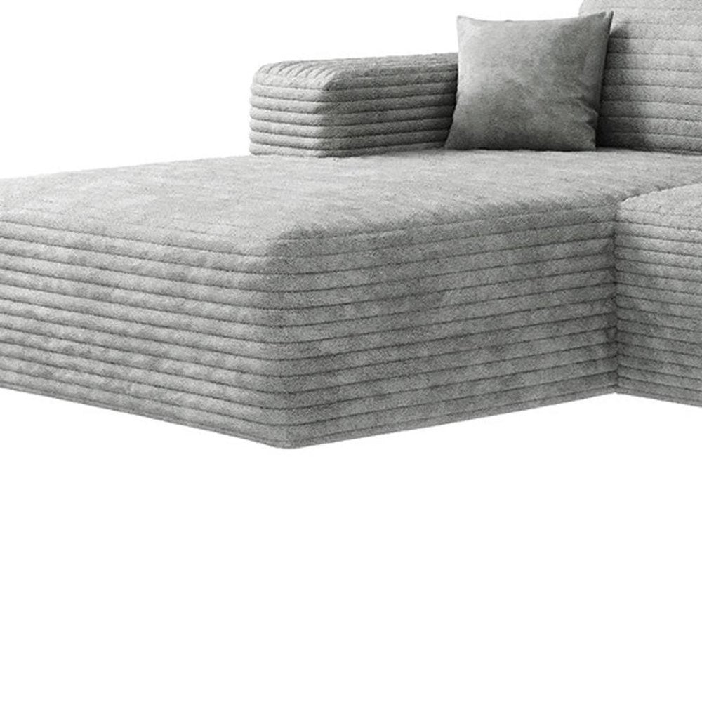 Gray Corduroy Modular Universal Sofa with Ottoman and Toss Pillows
