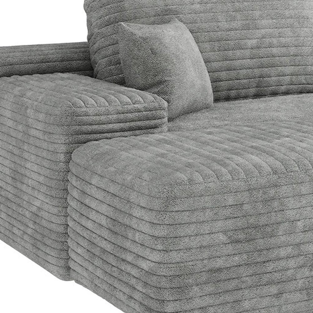 Gray Corduroy Modular Universal Sofa with Ottoman and Toss Pillows