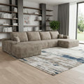 Camel Corduroy Modular Universal Sofa with Ottoman and Toss Pillows