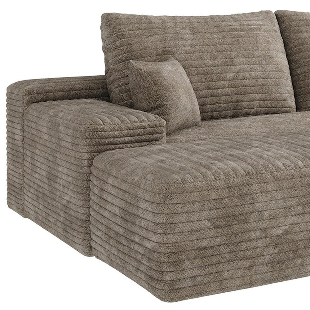 Camel Corduroy Modular Universal Sofa with Ottoman and Toss Pillows