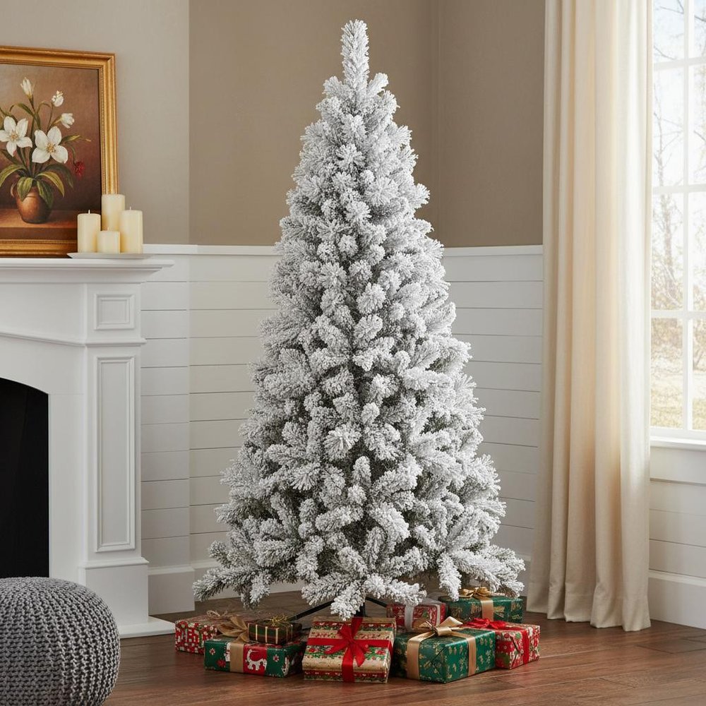 6' Full Flocked Pine Christmas Tree