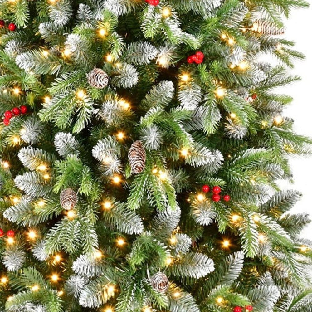 6' White Pre Lit Full Pine Christmas Tree with Decorations