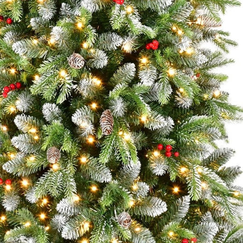 6' White Pre Lit Full Pine Christmas Tree with Decorations