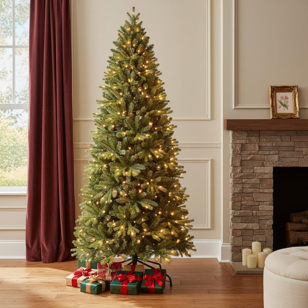 6' Pre Lit Full Pine Christmas Tree