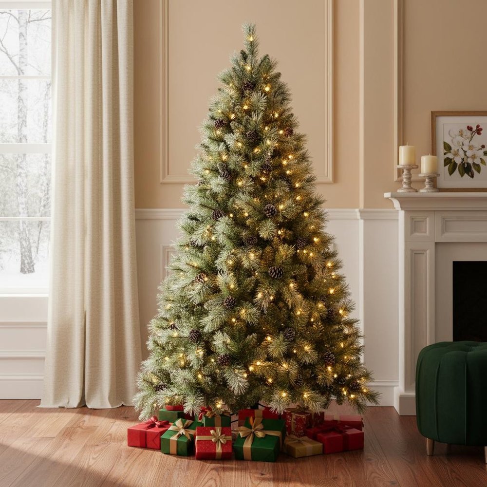 6' Pre Lit Full Pine Christmas Tree