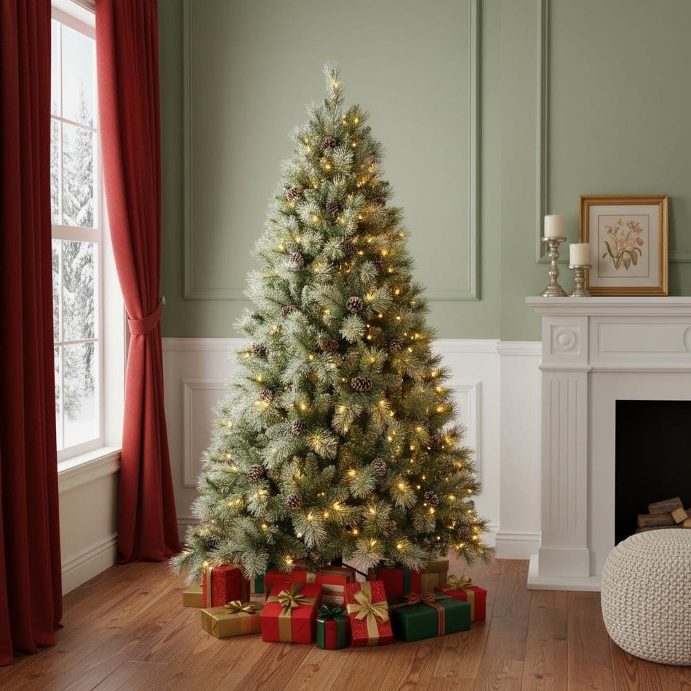 6' Pre Lit Full Pine Christmas Tree