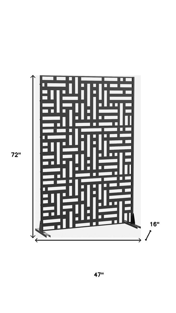 Black Metal Six Panel Screen Room Divider - 72-inch