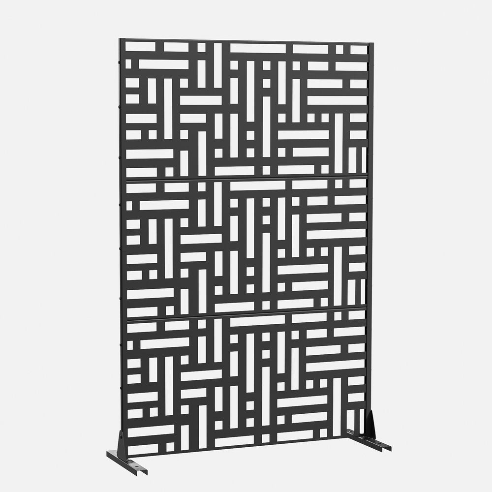 Black Metal Six Panel Screen Room Divider - 72-inch