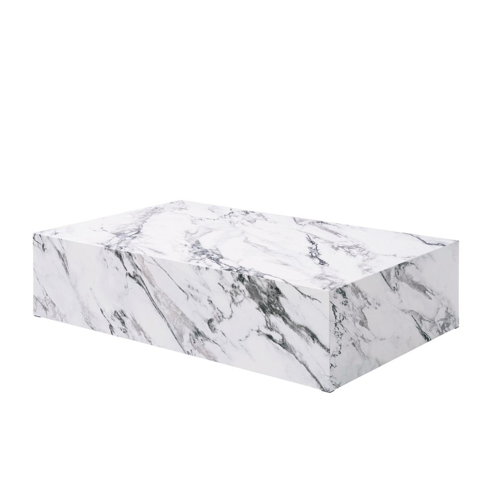 White Faux Marble Block Coffee Table - 48-inch