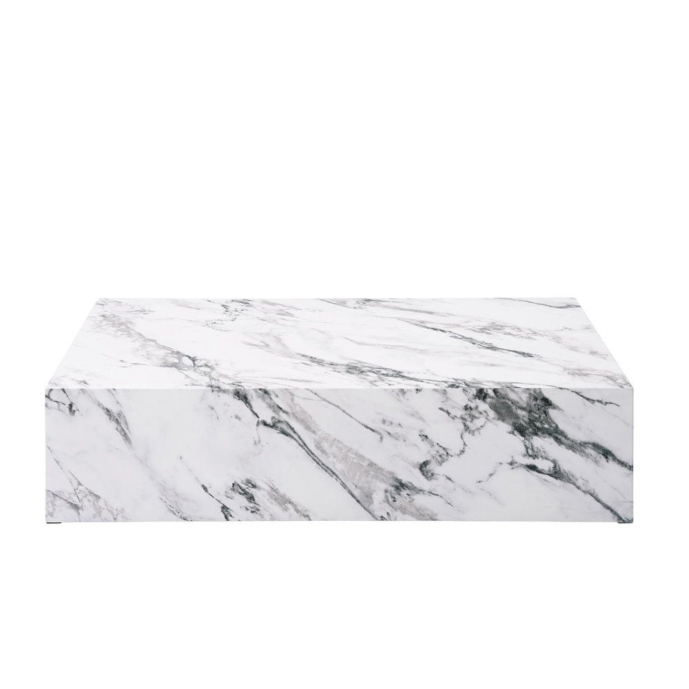 White Faux Marble Block Coffee Table - 48-inch