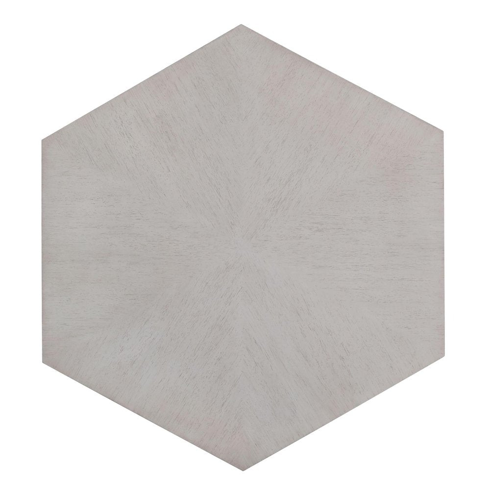 Gray Wood Hexagon Distressed Block Coffee Table - 50-inch