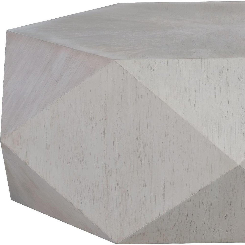 Gray Wood Hexagon Distressed Block Coffee Table - 50-inch