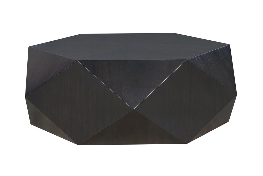 Black Wood Hexagon Block Coffee Table - 50-inch