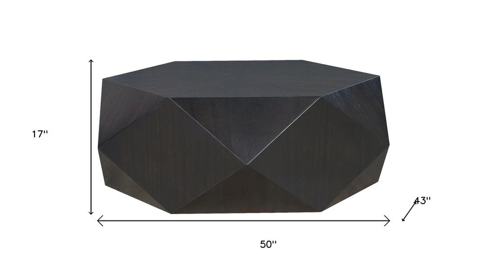 Black Wood Hexagon Block Coffee Table - 50-inch
