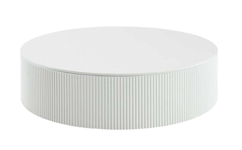 White Wood Round Drum Coffee Table - 47-inch