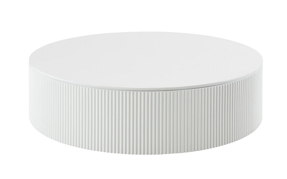 White Wood Round Drum Coffee Table - 47-inch