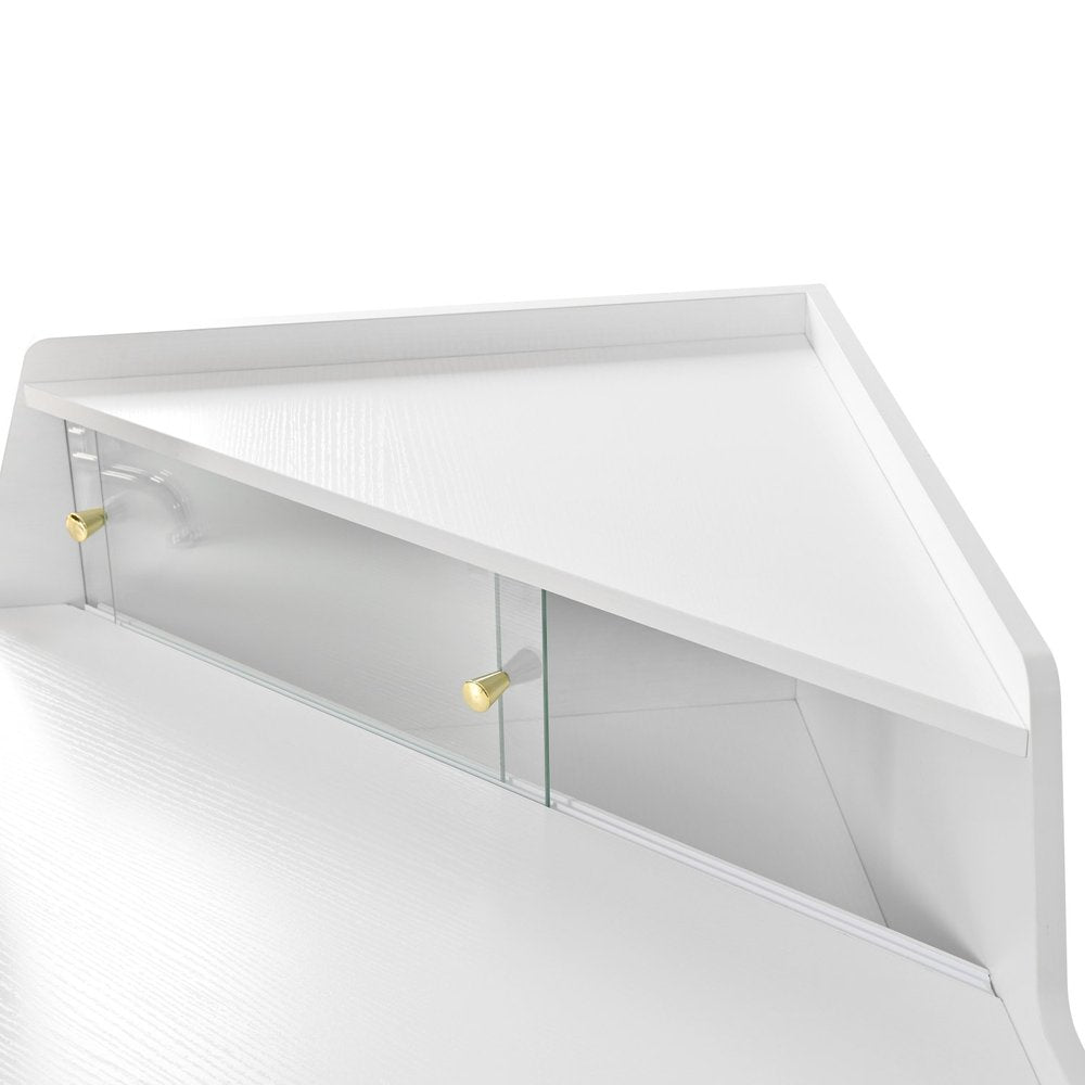 White Wood Mirrored Vanity Table - 56-inch