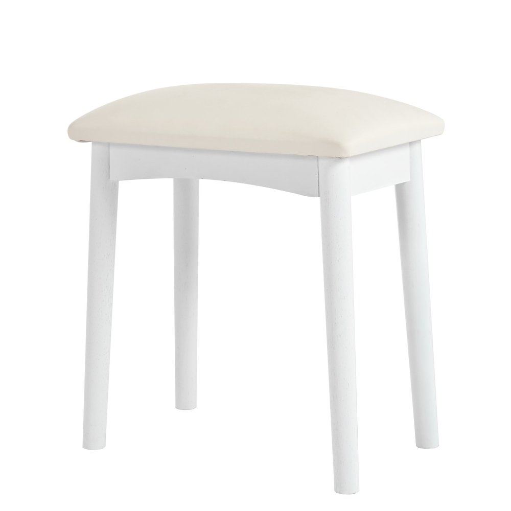 White Wood Mirrored Vanity Table - 56-inch