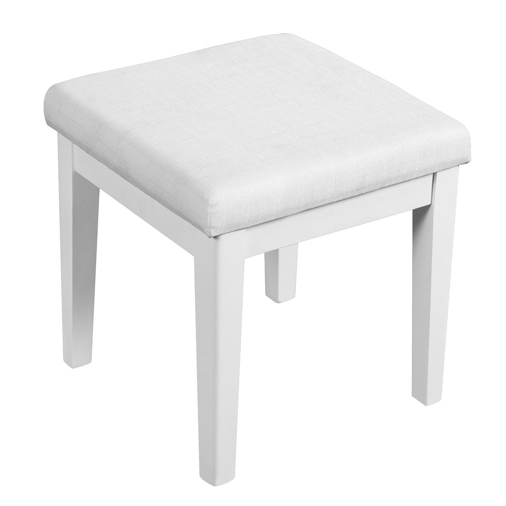White Wood Mirrored Six Drawer Vanity Table - 47-inch