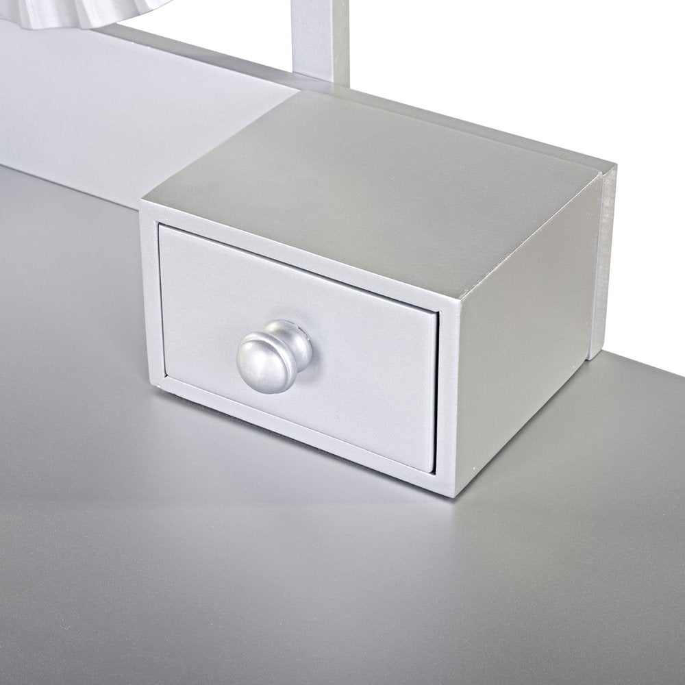 Silver Wood Mirrored Two Drawer Vanity Table - 39-inch