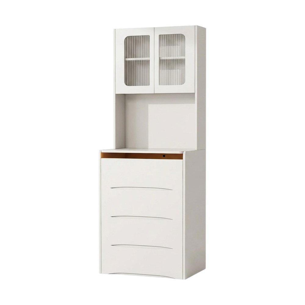 White Wood Mirrored Five Drawer Vanity Table - 19-inch