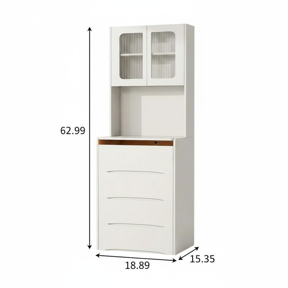White Wood Mirrored Five Drawer Vanity Table - 19-inch