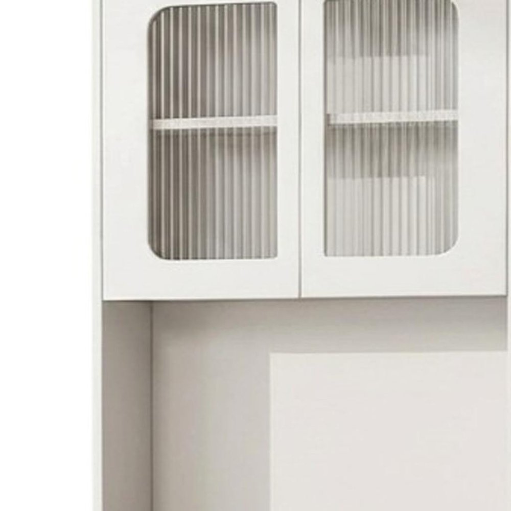 White Wood Mirrored Five Drawer Vanity Table - 19-inch