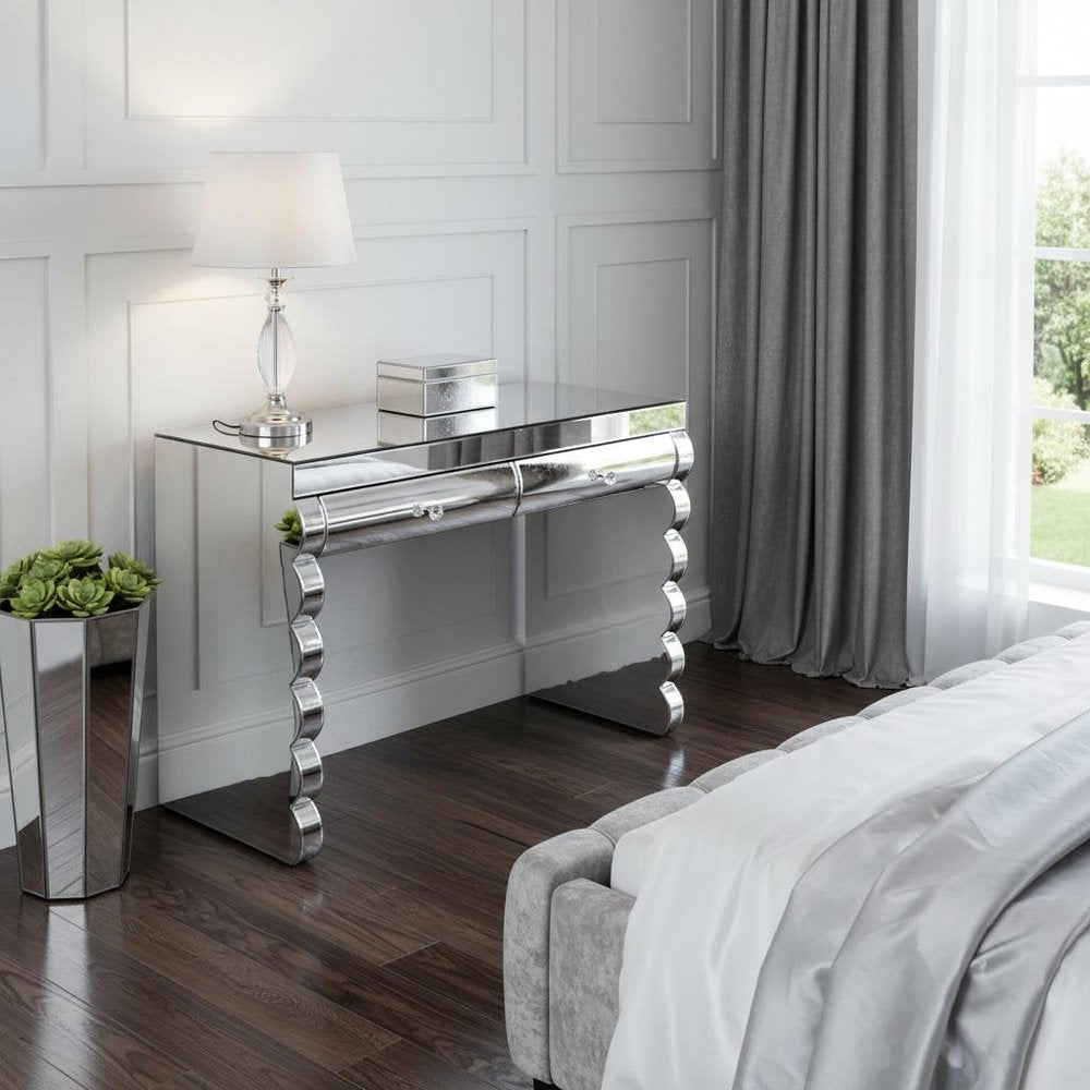 Silver Wood Two Drawer Vanity Table - 39-inch