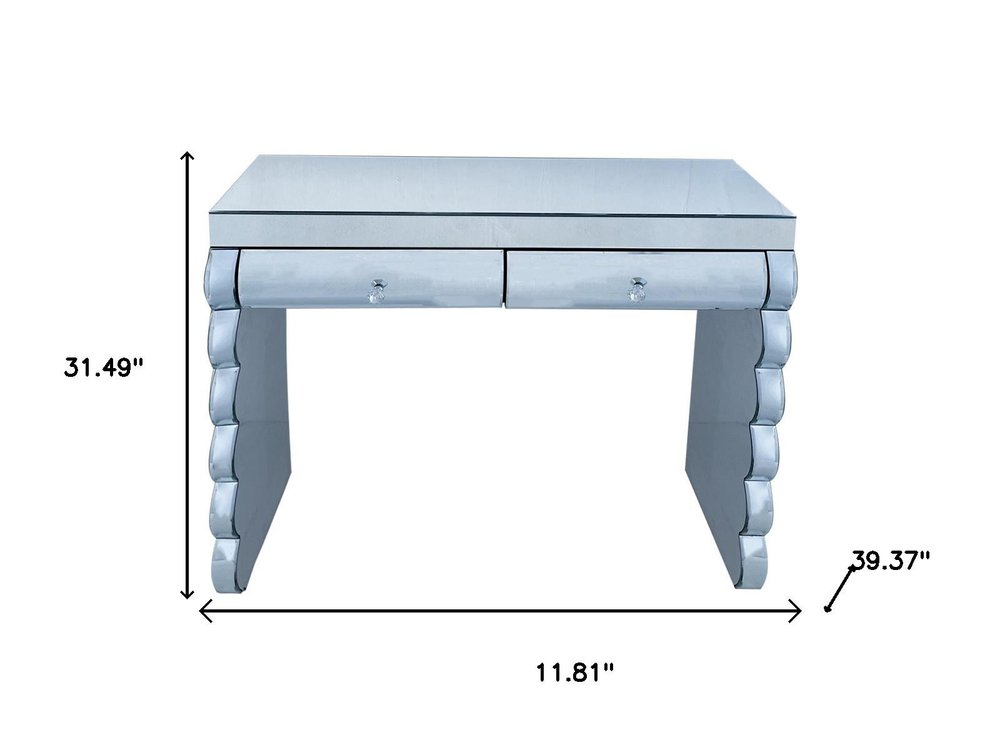 Silver Wood Two Drawer Vanity Table - 39-inch
